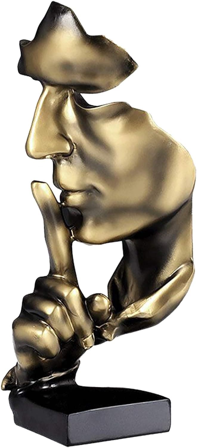 Aboxoo Gold Thinker "Silence is Gold" Resin Statue — Modern Abstract Art Figurine