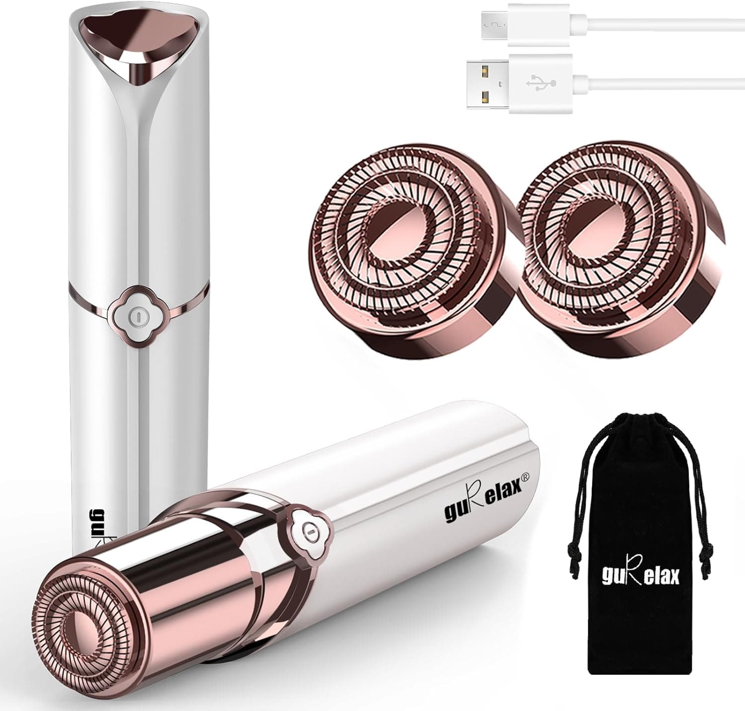 Electric Painless Facial Hair Remover for Women – 2 Replacement Heads Included