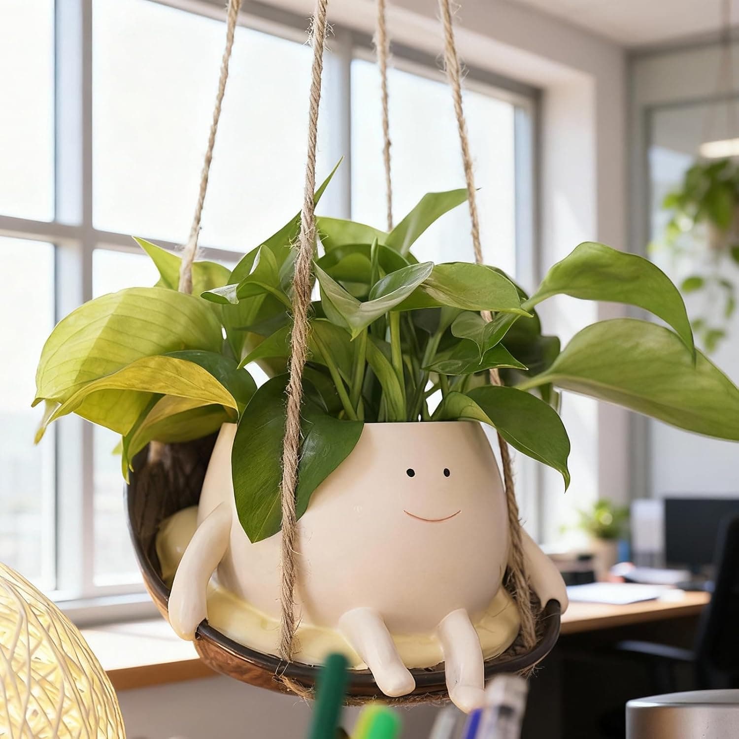 Smile Face Hanging Swing Planter Pot Indoor/Outdoor, Succulent Flower Pot