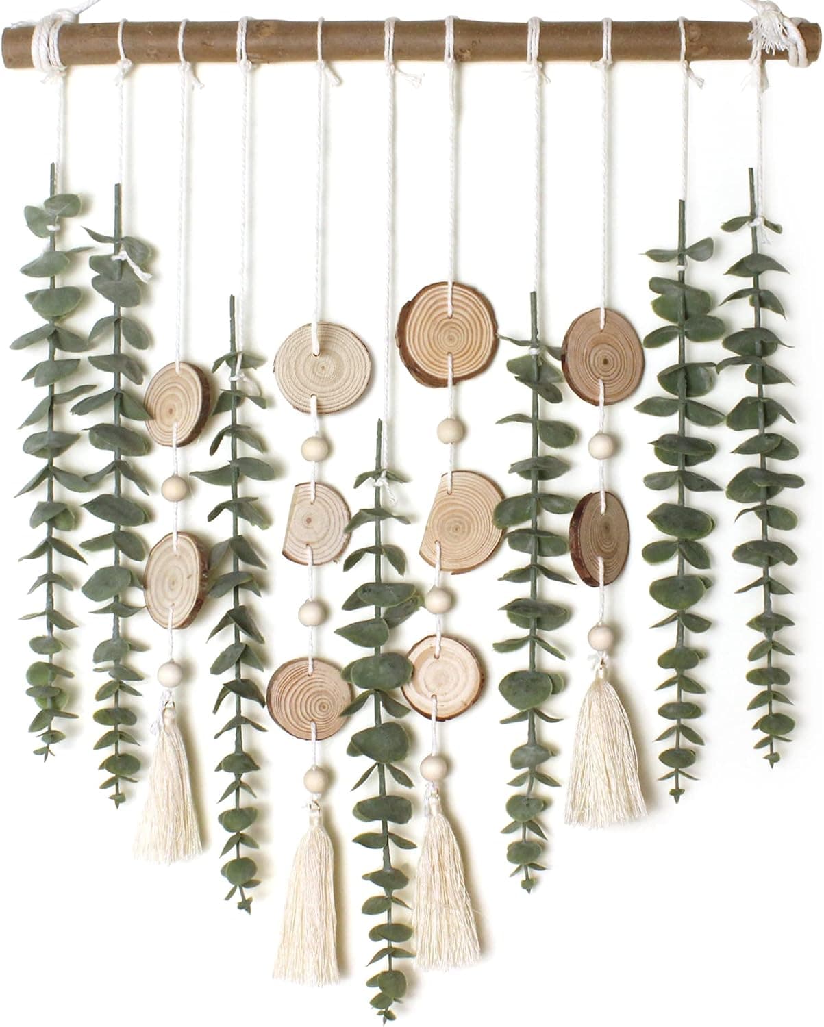 **Artificial Eucalyptus Wall Hanging Decor** – Boho Rustic, 16.5" Wooden Stick